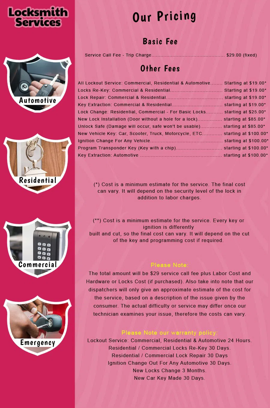 Teterboro NJ Locksmith Store Teterboro, NJ 201-266-3807 - price-list-c-18